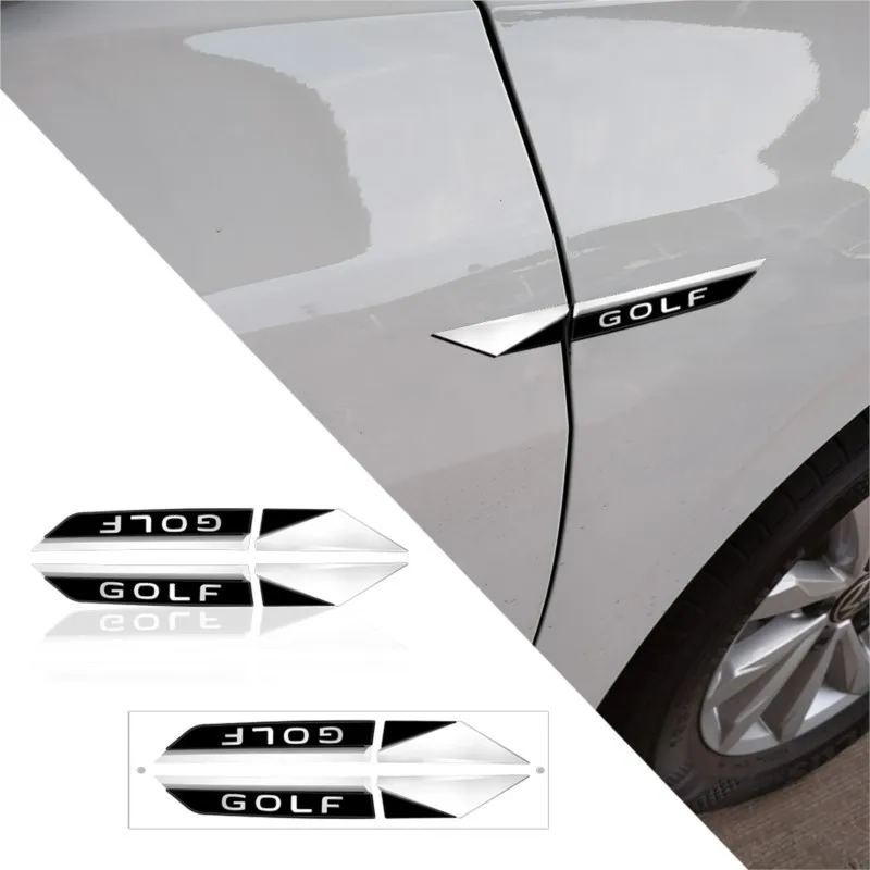 2pcs 3D Metal Rline Golf Passat Logo Car Fender Side Wing Emblem Badge Sticker For Volkswagen Golf MK7 MK6 Polo CC Jetta Touran