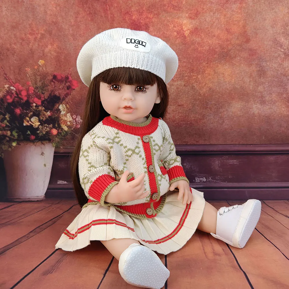 55CM 22Inch Can Stand Reborn Baby Dolls Lifelike Girl Doll Full Soft Vinyl Body Washable playmate Toddler festival Birthday Gift