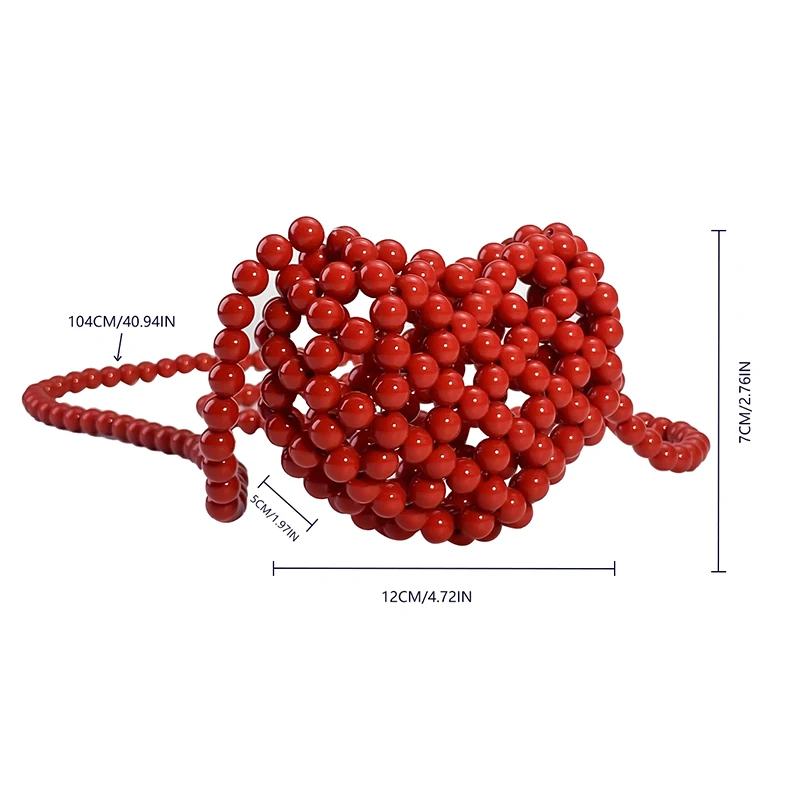Ins niche design simple love change mini bag hand woven cute bead bag lipstick crossbody bag