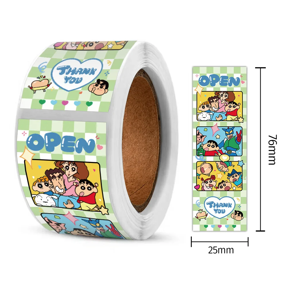120 Stück/Rolle niedliche Cartoon-Buntstift Shin-chan Graffiti-Aufkleber Rolle Kawaii Anime Siegeletiketten Lehrer Belohnung Ermutigungsaufkleber