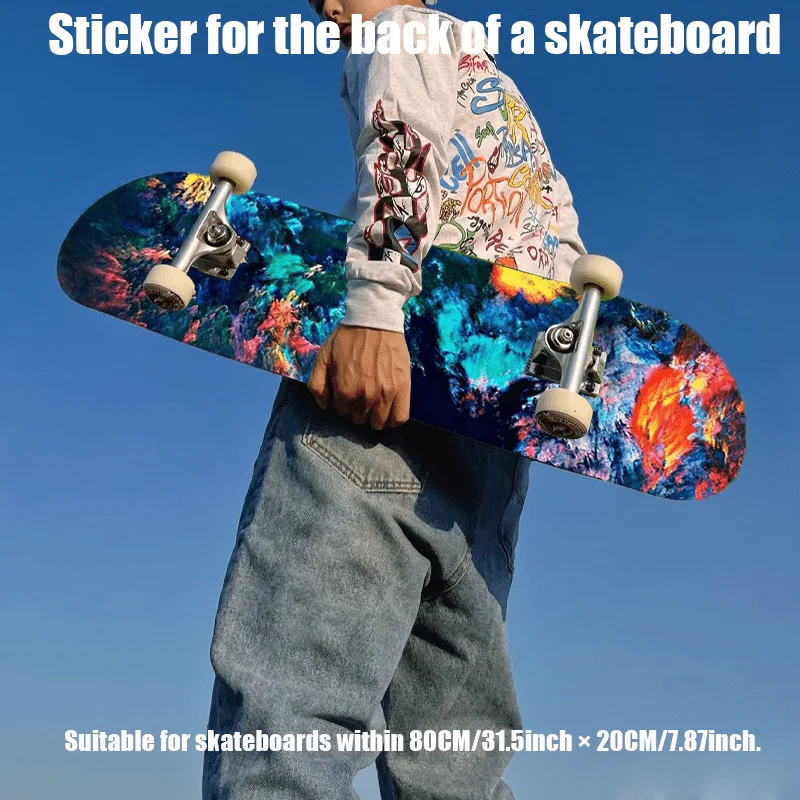 

1 плоская наклейка на заднюю панель скейтборда в стиле «Punk Street Fantasy Nebula Abstract Art Style», полная уличного стиля, подходит для двойного использования.