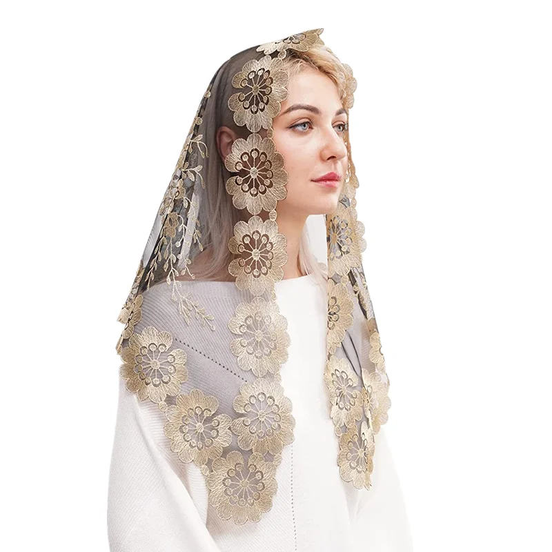 Spanish Style Lace Mantilla Women Church Wedding Veil Head Covering Catholic Veil