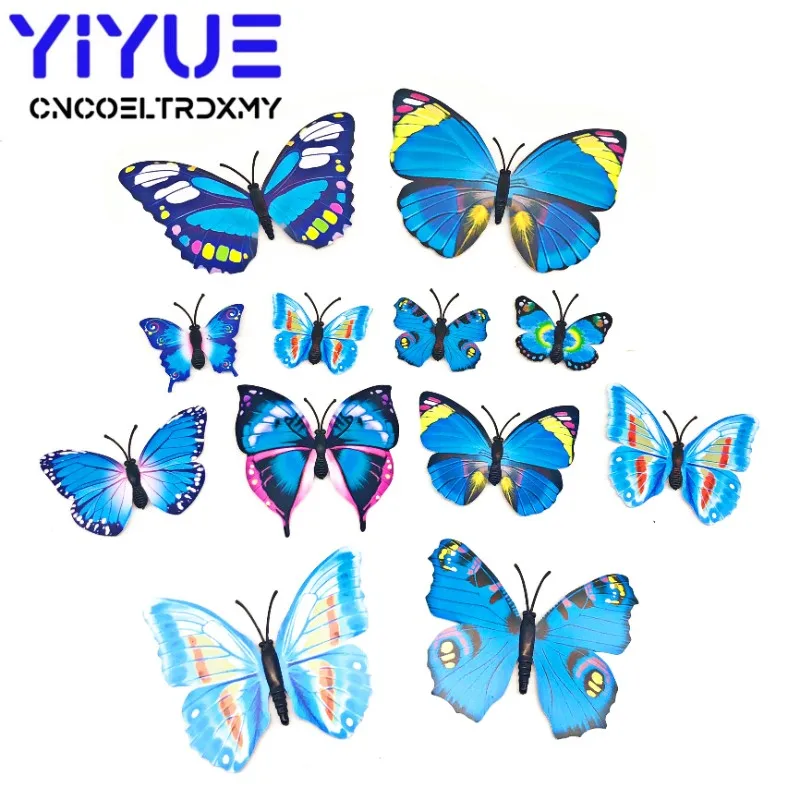 

12PCS Wall Stickers Butterfly 3D Wallpaper House Decoration PVC Refrigerator Stickers Removable Home Decor For Living Room