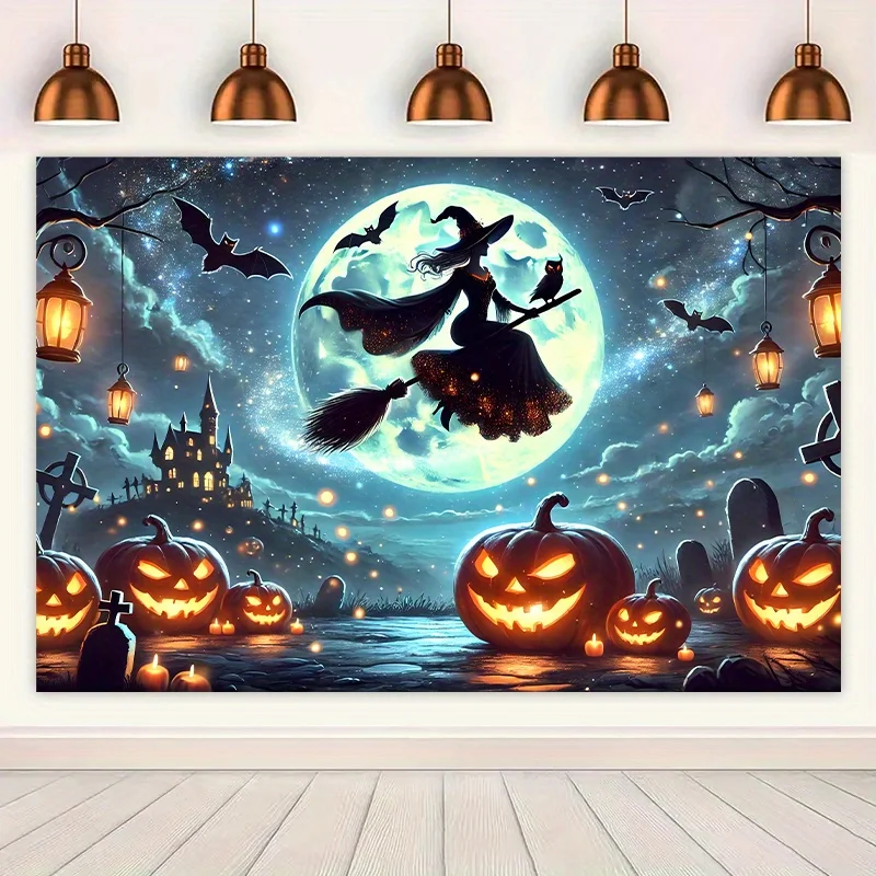 1-teilig, ein lebendiger Polyester-Hintergrundstoff für den Halloween-Nachthimmel, Hochzeiten, Geburtstage, Weihnachten und Thanksgiving