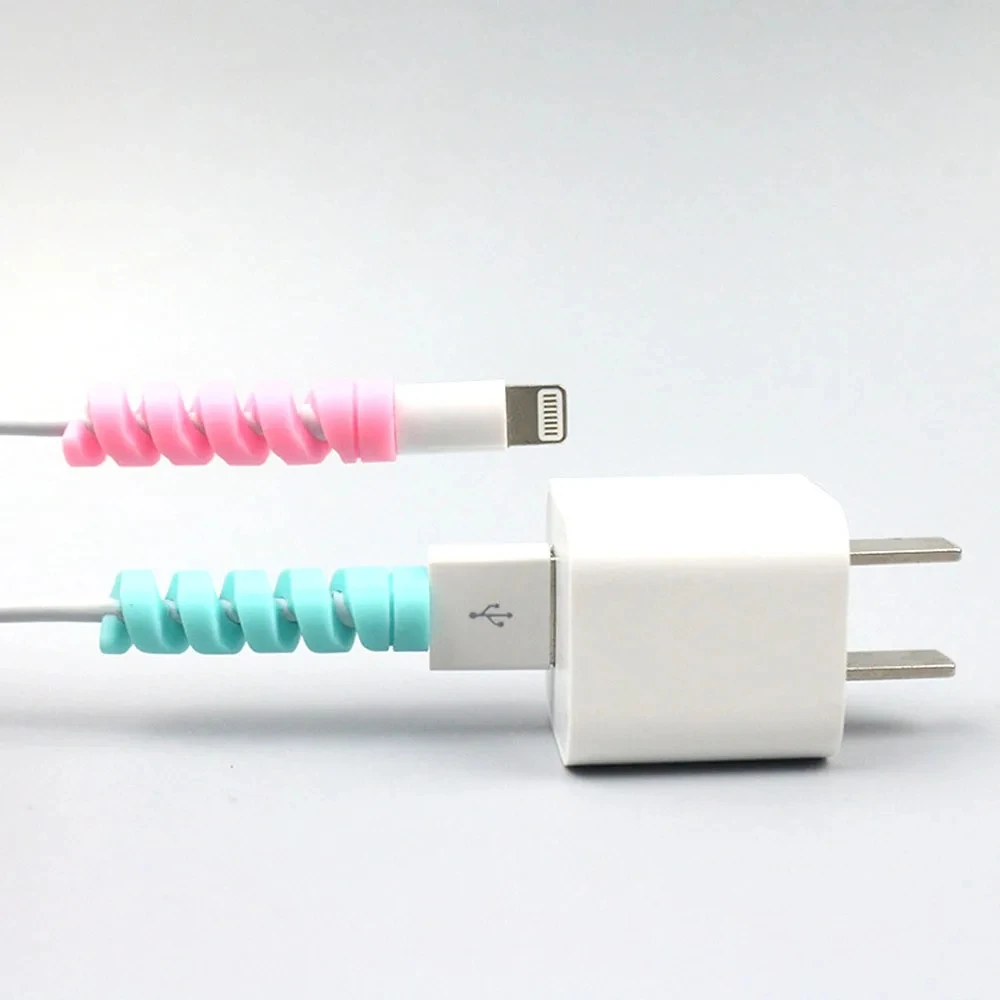 Cable Protector Silicone Bobbin Winder Wire Protector for iPhone USB Charger Cord Cable Protective Cover Cable Winder Clip