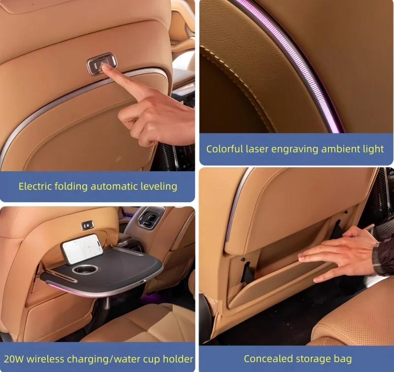 Car Seat Rear Electric Small Table Panel Fit for BYD Leopard 8 Modified Multifunctional Wireless Charging Electric Folding Table
