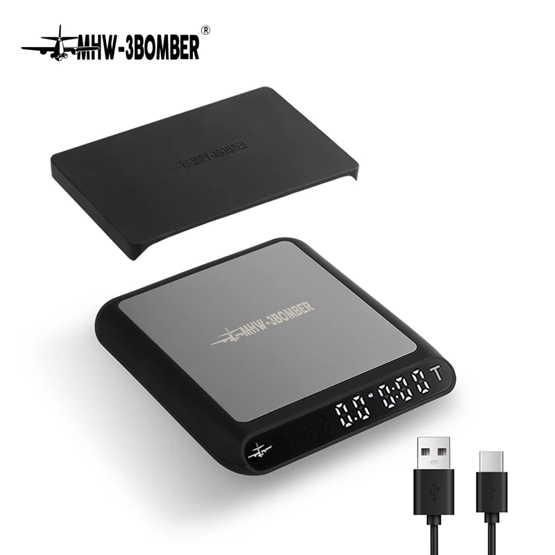 

MHW-3BOMBER Electronic Kitchen Scale Professional Drip Espresso Smart Coffee Scale with Auto Timer LED Display Barista Tools