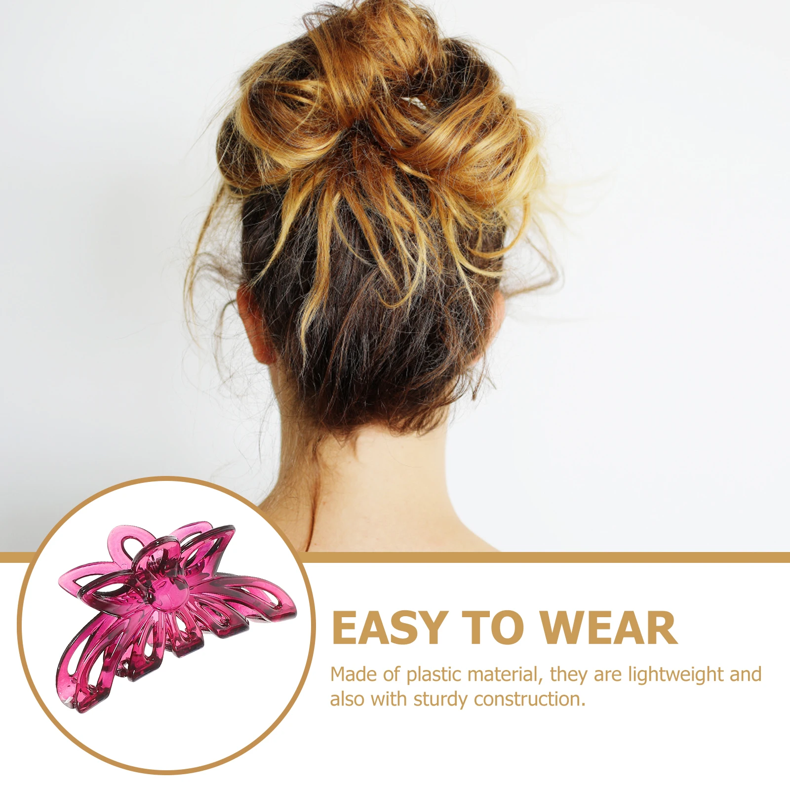 

4pcs Women Plastic Large Clip Hair Claws Hairpin Paw Hair Accessories (Blue + Red + Purple)