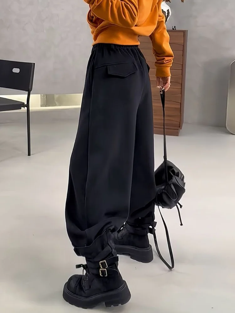 Pantalones Thiened Fce Knife-ape de talla grande para mujer, pantalones de pierna recta adelgazantes de cintura alta, versión coreana