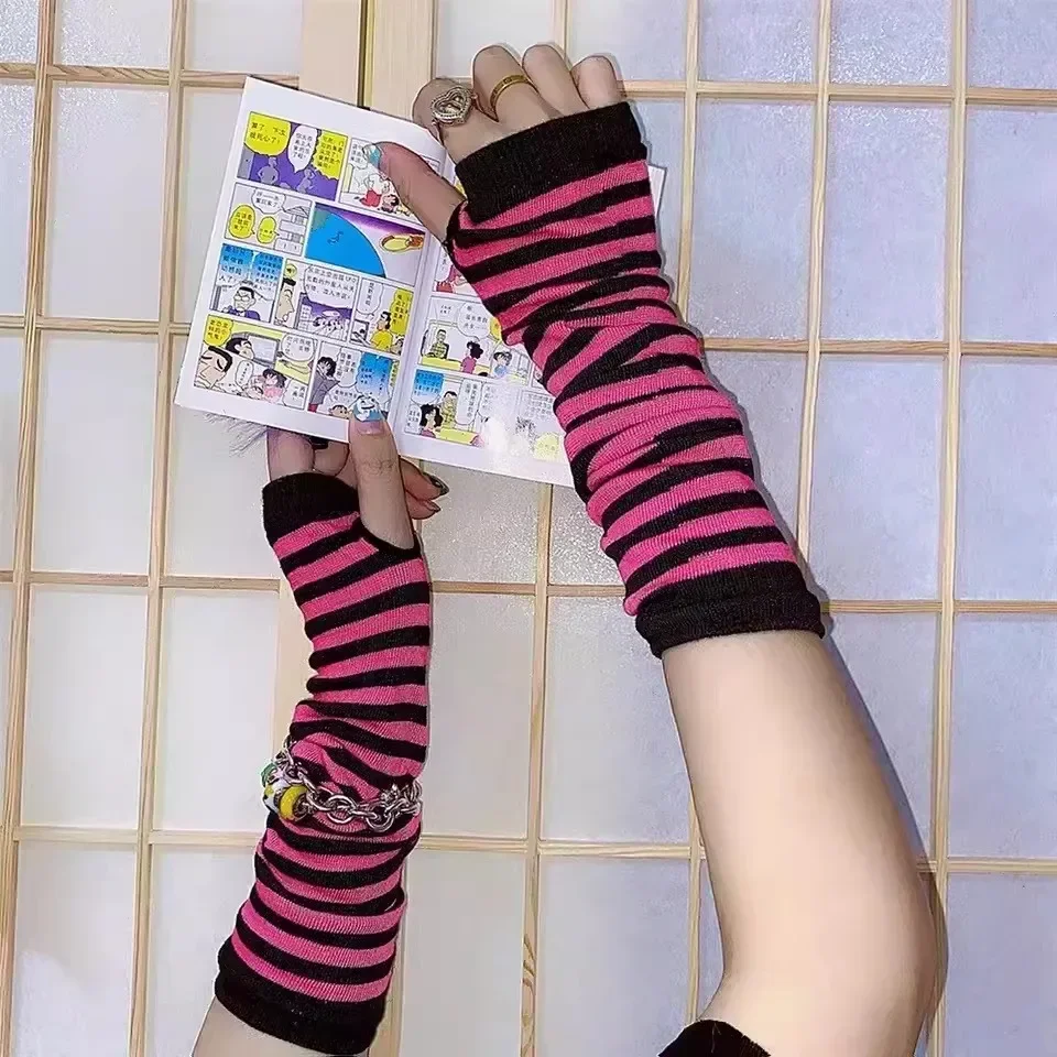 Gothic Lolita Anime Zacht Gebreide Handschoenen Jk Meisjes Wanten Overmouw Man Vrouwen Mode Zon Blok Manchet Vingerloze Armwarmers