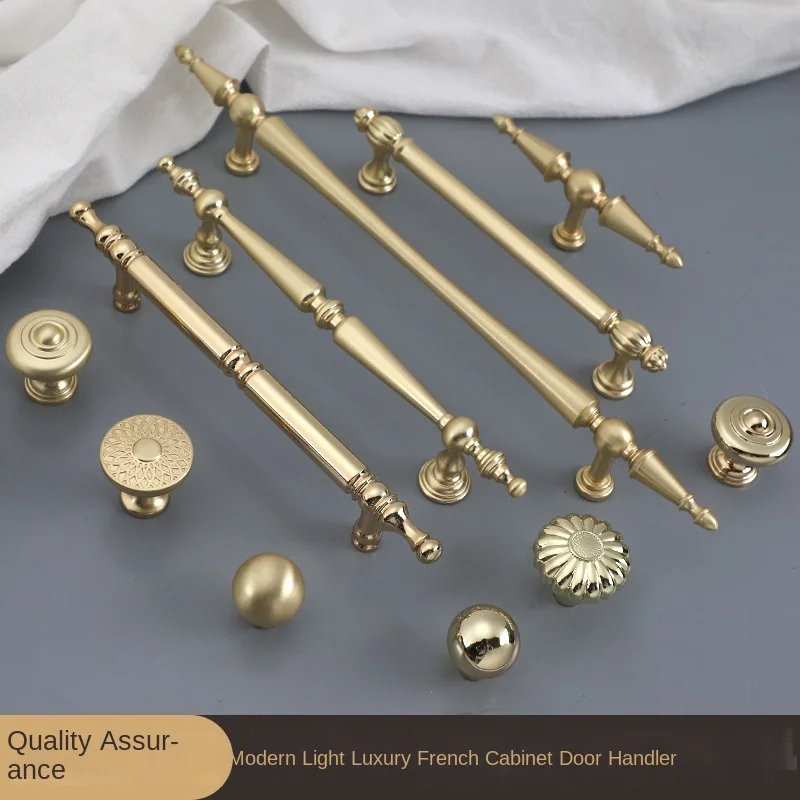 Golden French Cabinet Handle Modern and Simple Nordic Cabinet Wardrobe Door Drawer Furniture Hardware Round Handle