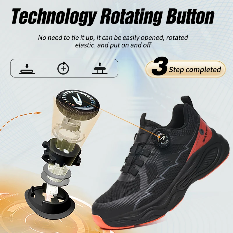 Impact-Resistant, Puncture-Resistant, Lightweight, and Comfortable Steel-Toe Safety Shoes; Durable, Slip-Resistant Work Shoes