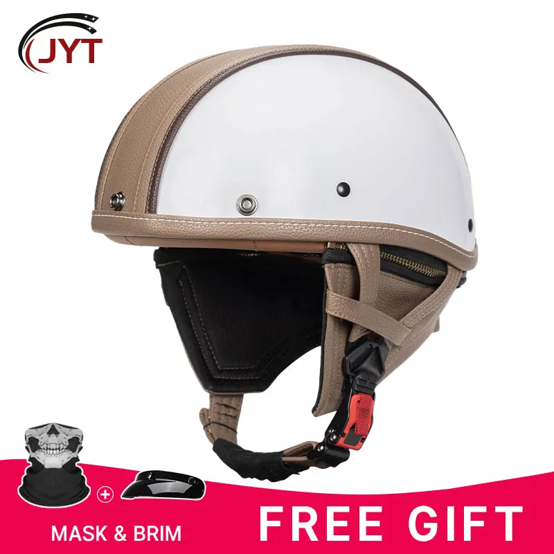 

Retro Half Face Helmet Low Profile Motorcycle Helmets Vintage Motorbike Helmets Men Women Scooter Cruiser DOT Approved