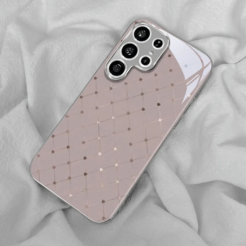 Sweetly small heart-shaped electroplated silver Phone Case for Samsung Galaxy S26 S25 S24 S23 S22 S20 FE/Ultra/Plus anti Cover