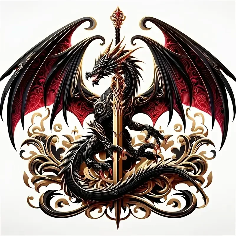 6Inch Sword And Dragon Vinyl Decal,Car Sticker for Laptop, Bottle, Truck, Phone, Motorcycle, Window, Wall, Cup Decals