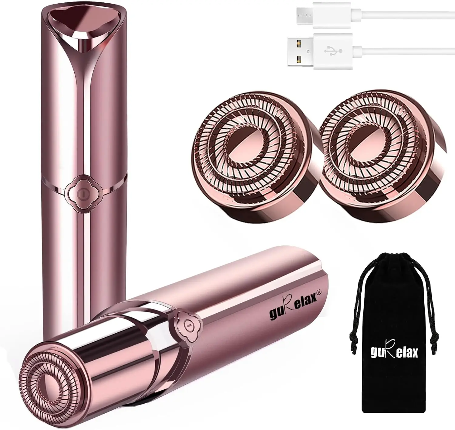 

Безболезненный электрический прибор для удаления волос на лице для женщин, перезаряжаемый, с 2 сменными насадками