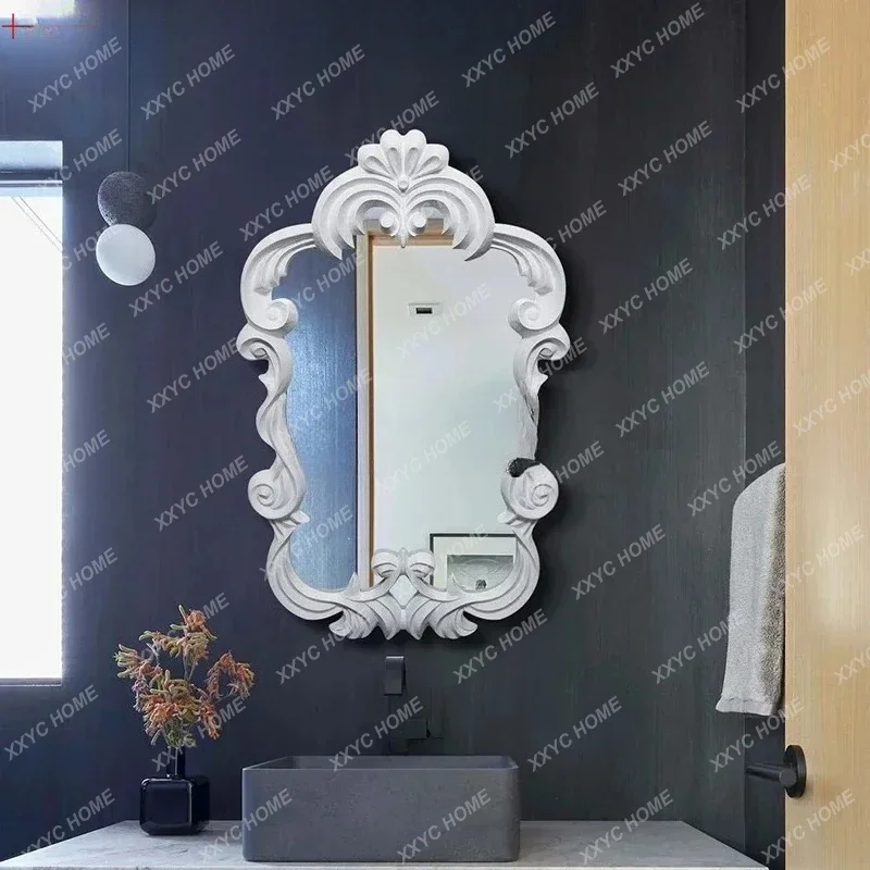 MMedroom light luxury, entrance fireplace dining side wall-mounted decorative mirror French retro bathroom cosmetic mirror CQY
