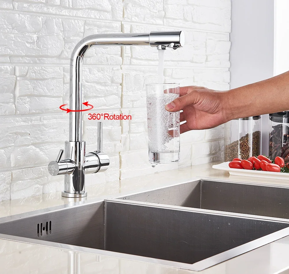 Gold  Luxury Waterfilter Tap Kitchen Faucets Mixer Drinking Water Filter Kitchen Faucet Sink Tap Hot Cold Water Tap For Kitchen
