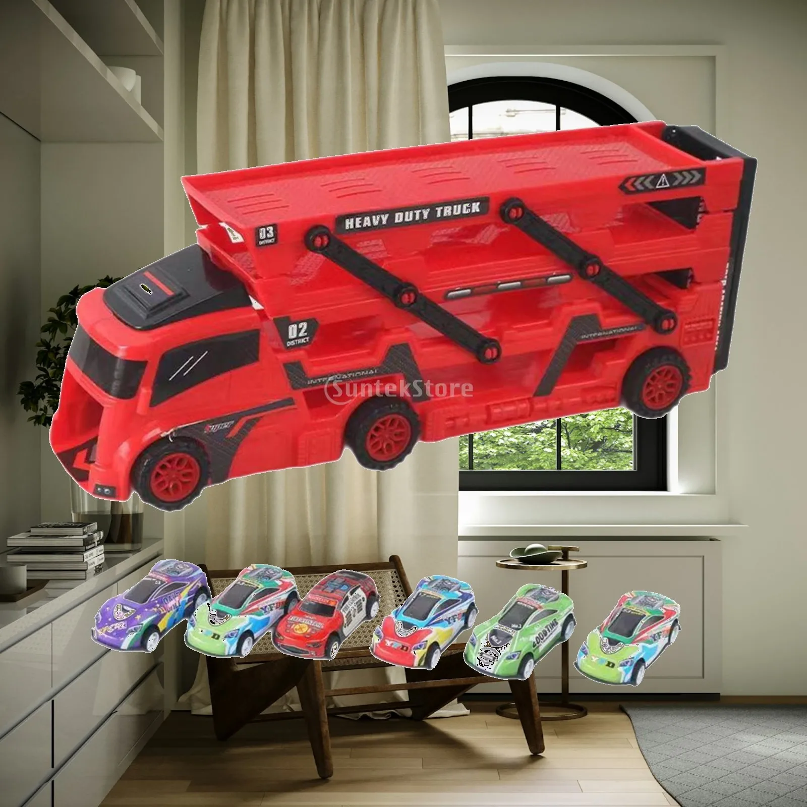 Folding Track Truck Toy Developmental Toy Truck Carrier Model Truck Toy Car Car and Trucks Toy for Kids Outdoor Girls Boys Home