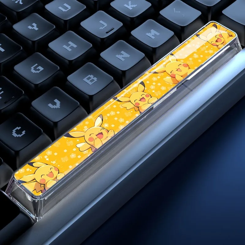 

Прозрачная кейкап-клавиша с изображением Покемона Пикачу, милая кукла Пикачу, механическая клавиатура, кейкап-пробел 6.25U из эпоксидной смолы, подарок для мальчика