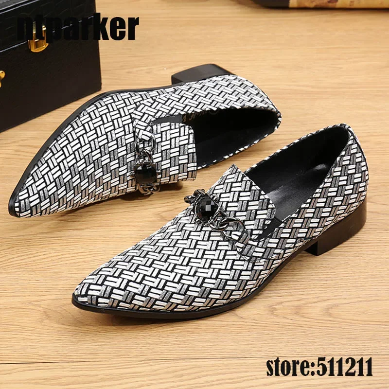 ntparker Western Men Leather Shoes Fasion Pointed Toe Weave pattern Wedding Shoes for Men Oxfords, Big Size EU38-46!