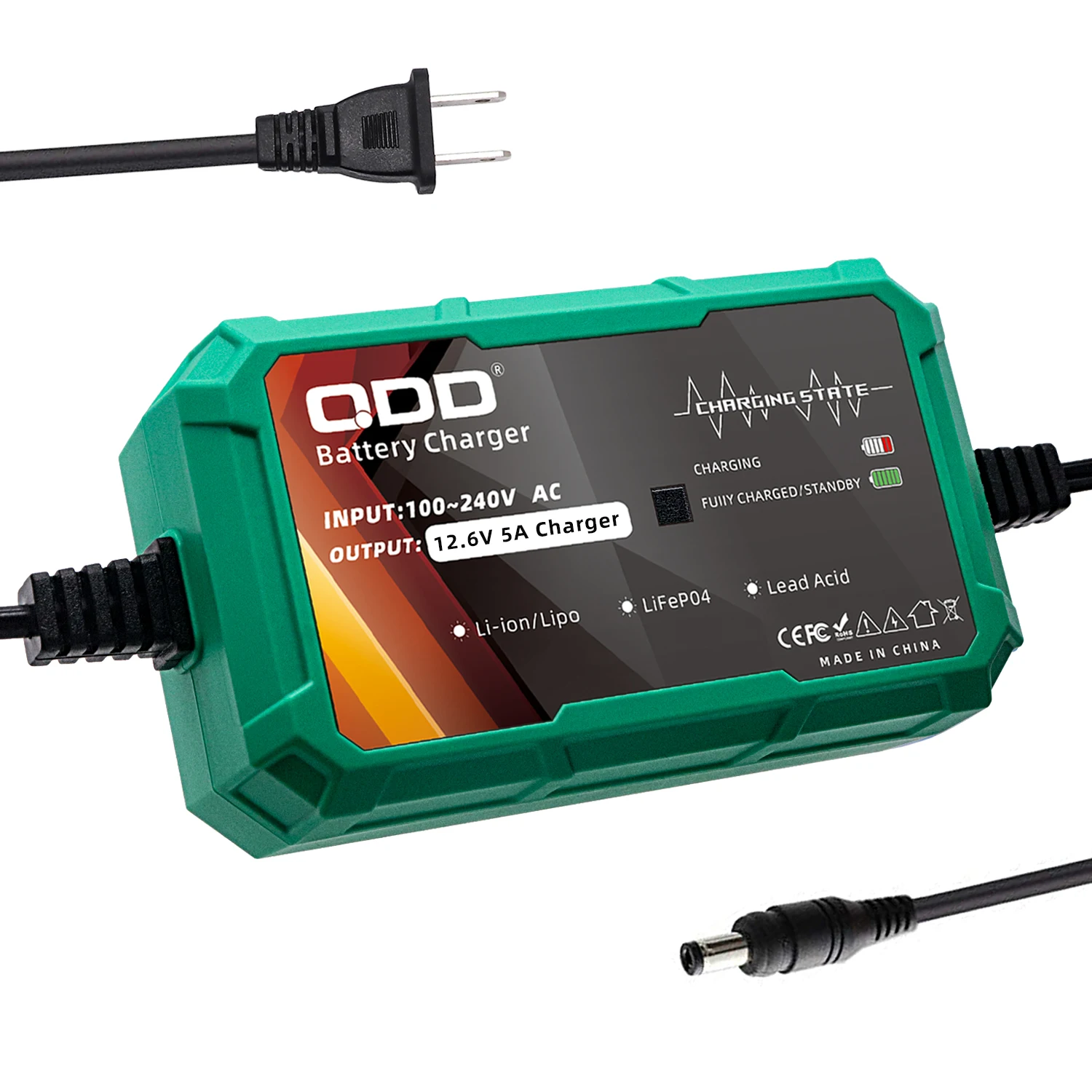 12.6V 5A Lithium Battery Charger is Suitable for 3S 11.1V Batteries Lithium-ion Battery Charger with Connectors