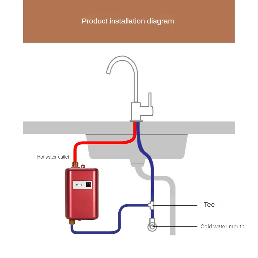 

A64Z 3800W Electric Water Heater Instantaneous Tankless Instant Hot Water Heater Shower Flow Water Boiler 220V