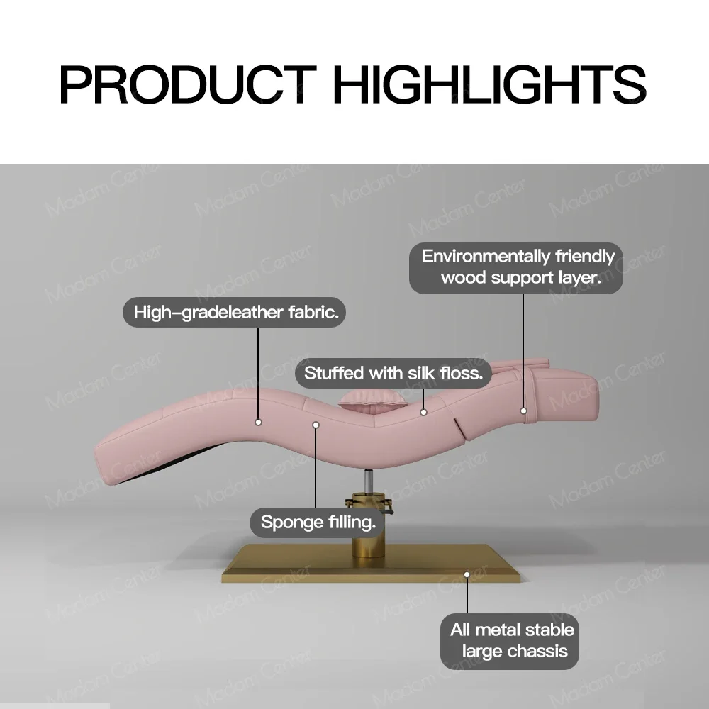

Modern Design Lifting Curved Massage Table Eyebrow Eyelash Extension Aesthetic Stretcher Esthetician Bed and Chair