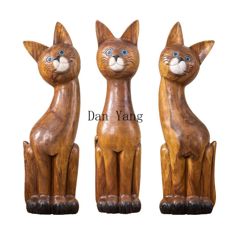 

YJ kitten wood carving floor-to-ceiling large ornament decoration club bed and breakfast living room decoration welcome guest