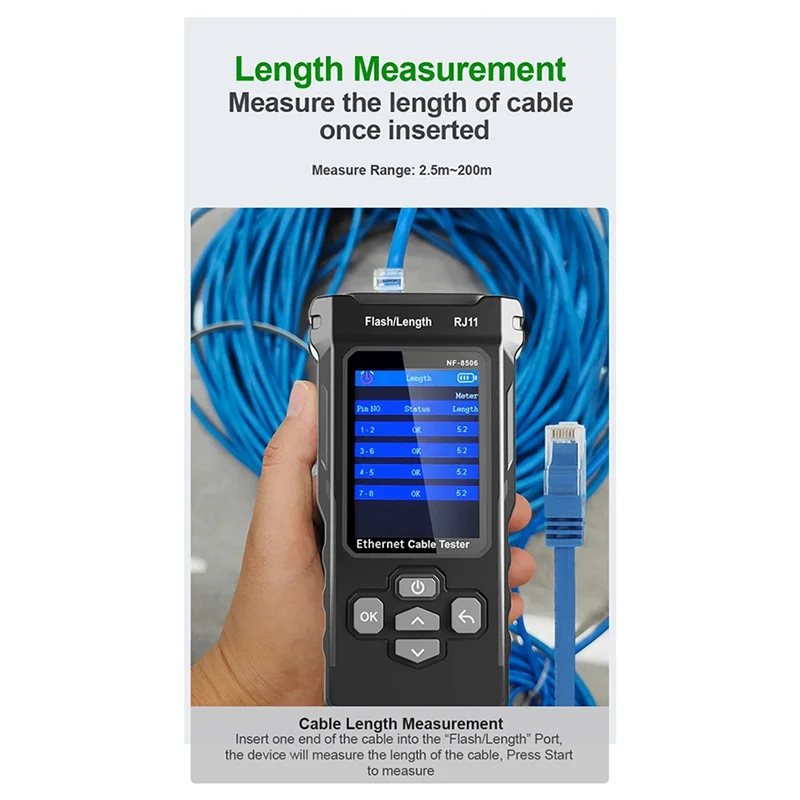 A60F-NF-8506 Network Cable Tester Supports Test/IP Scan/Network Port Speed Multifunction Cable Tracker Finding Tool