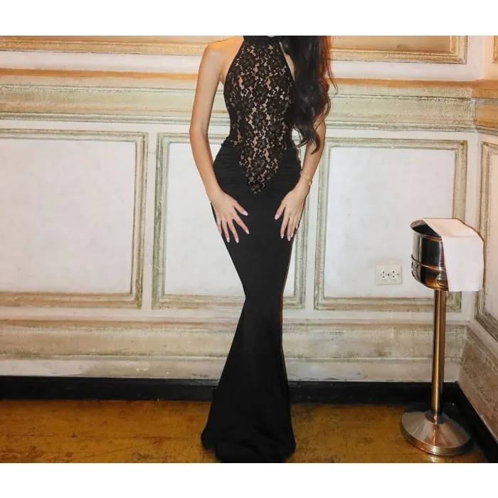 فستان ماكسي مثير للنساء صيف 2025 دانتيل رسن بدون ظهر عاري الكتفين بدون حمالات بدون أكمام فساتين طويلة للحفلات والنوادي