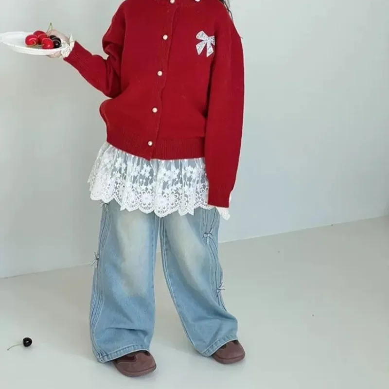 

Kids' Loose-Fit Wide-Leg Jeans 2025 Spring Casual Fashion Children's Pants Big Kids Casual Wear