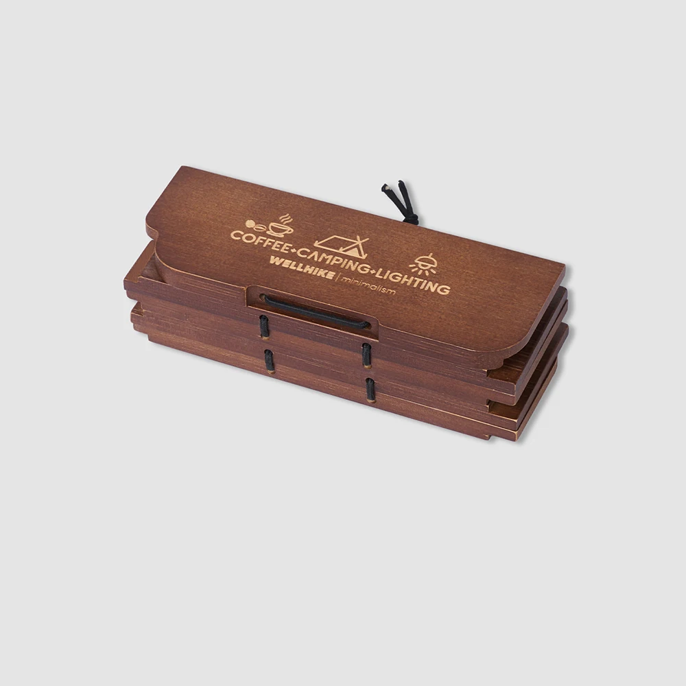 Foldable Bamboo Outdoor Tray 32.5×18cm Camping Lunch Board Mini Folding Table for Picnic Hiking Coffee Barbecue