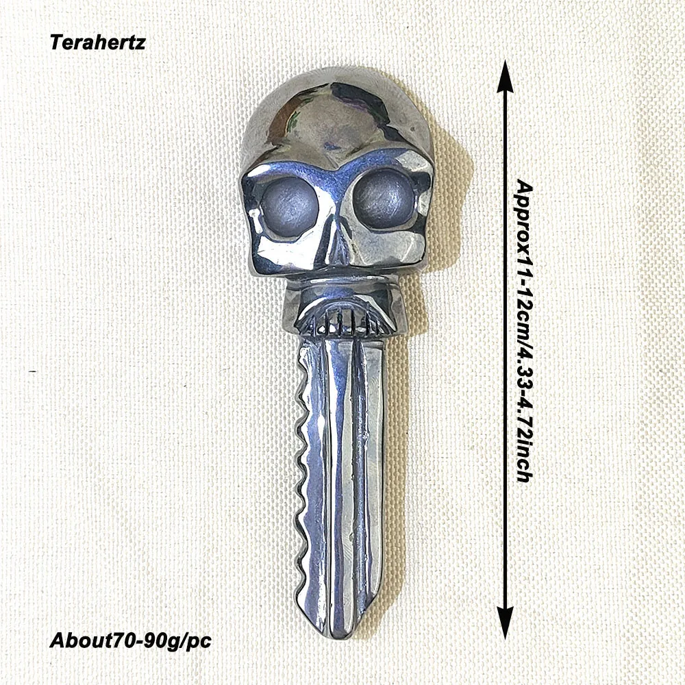 Terahertz Skull Key Handcraft Ornament Natural Crystal Carving Real Gems For FengShui Healing Meditation Home Decor Gift