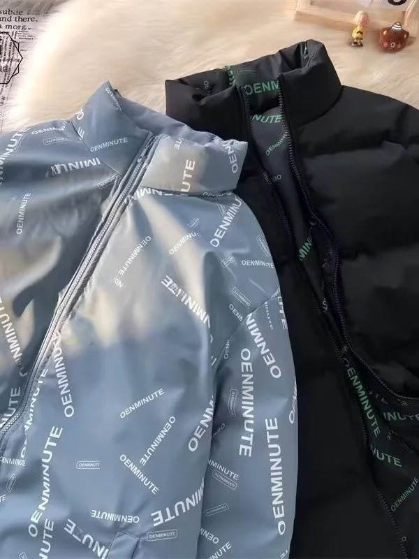 

Двусторонняя хлопковая куртка свободного кроя с воротником-стойкой, ветрозащитная верхняя одежда для зимы, модная повседневная