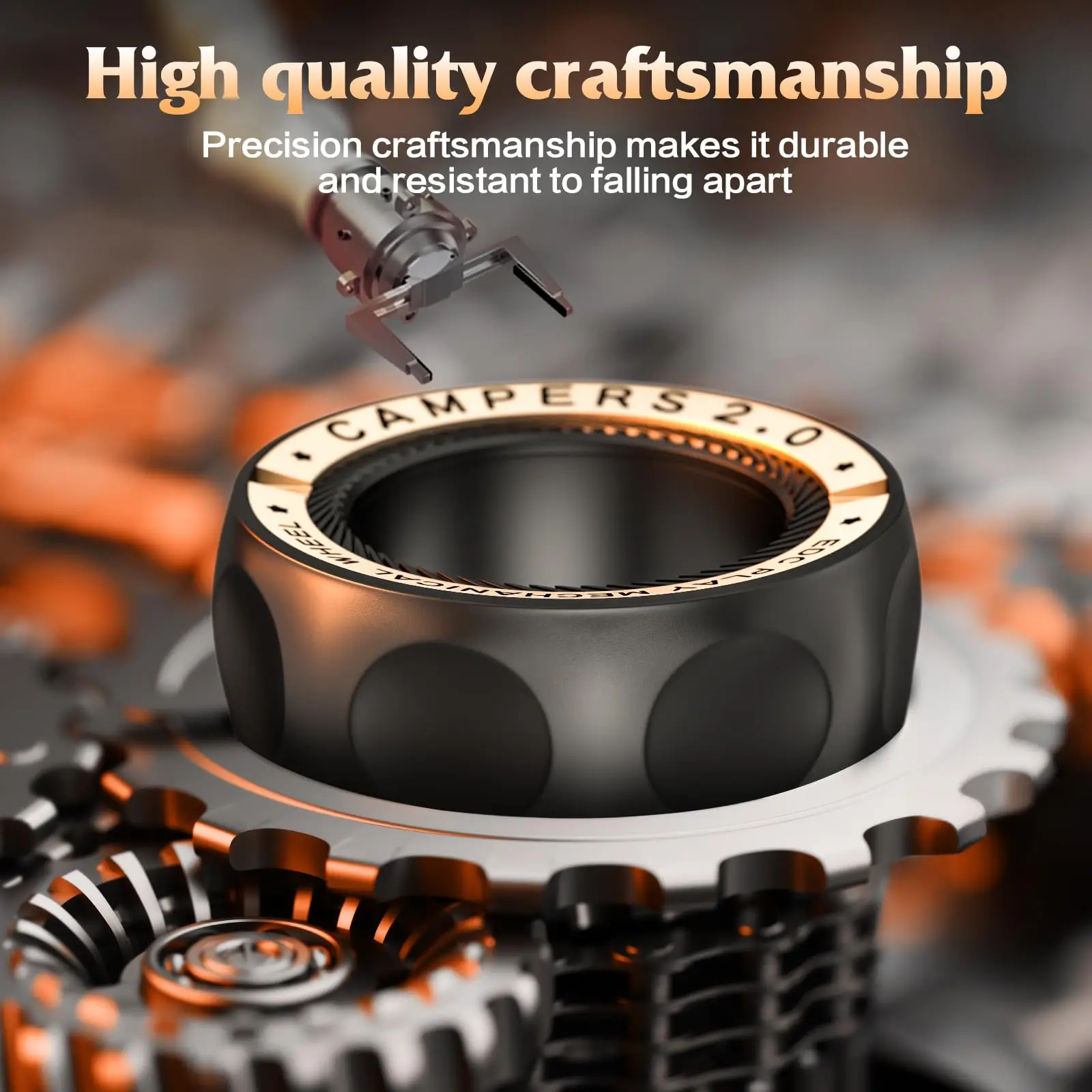 SPYSTAR Adjustable Magnetic Fidget Ratchet Ring EDC Stainless Steel Haptic Fingertip Metal Tyre Stress Spinner Toy