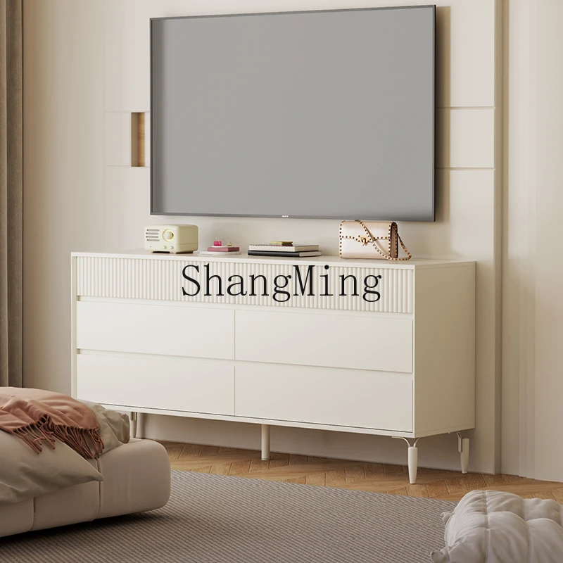 

DHY Cream Wind Six Bucket Cabinet Wabi Silent Wind Drawer Locker Bedside TV Cabinet
