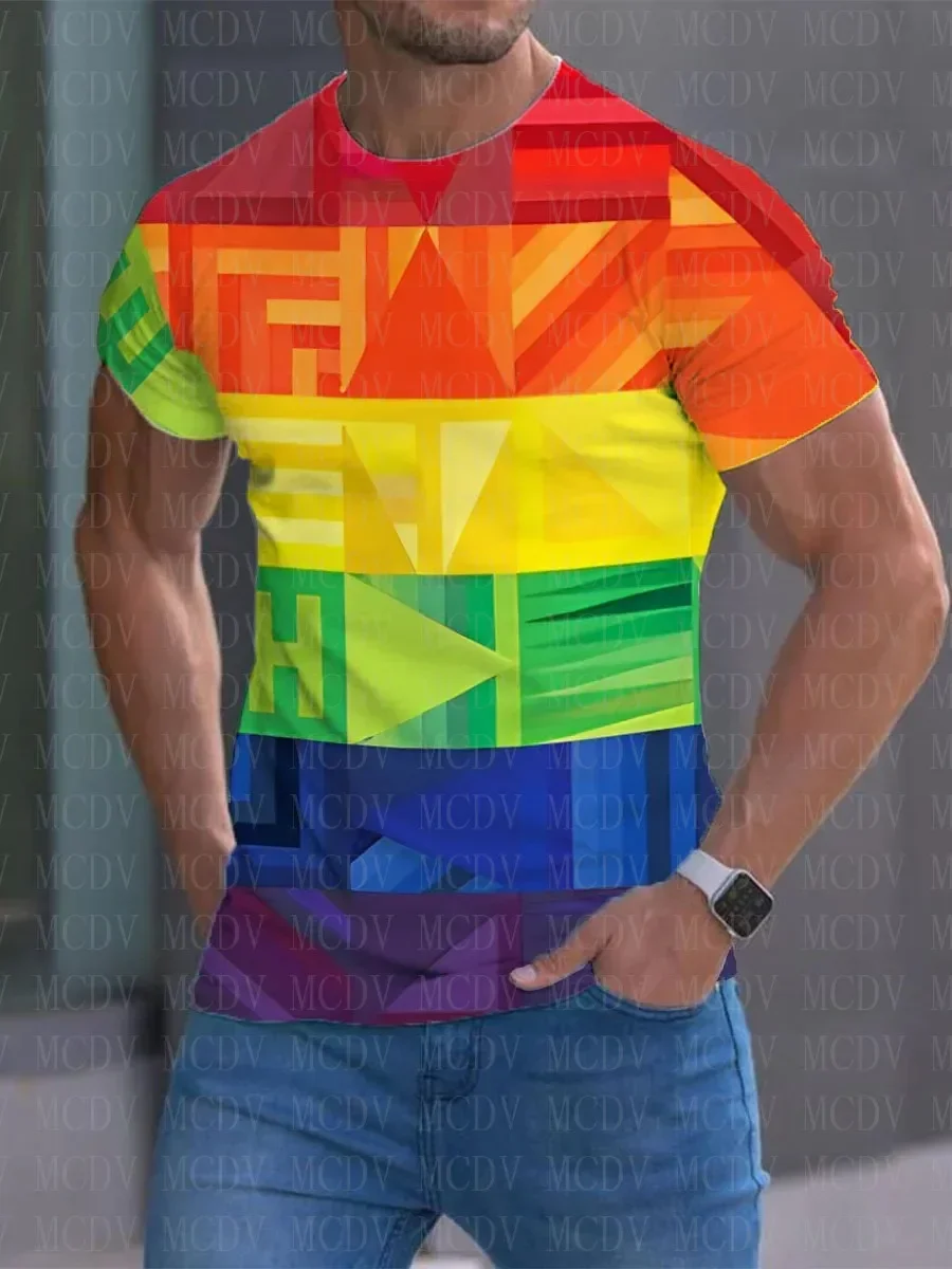 

Men's Rainbow Pride Printing T-Shirt Casual Print T-Shirt Summer Tees The Colorful The Best He Him Hole LGBT3D Printed T Shirt