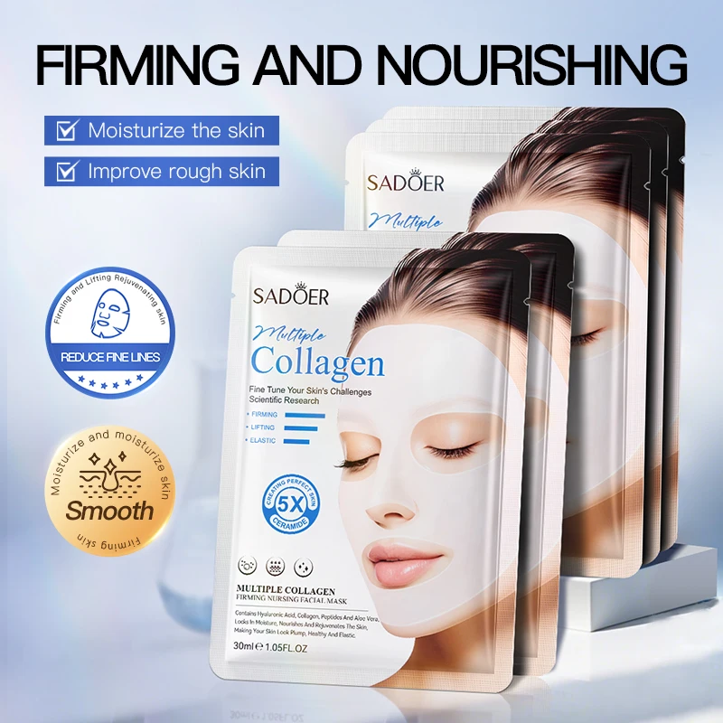 

5pcs Collagen Face Mask Anti-Wrinkle Firming Overnight Mask Lifting Moisturizing Brightening Repair Skin Care Cosmetics