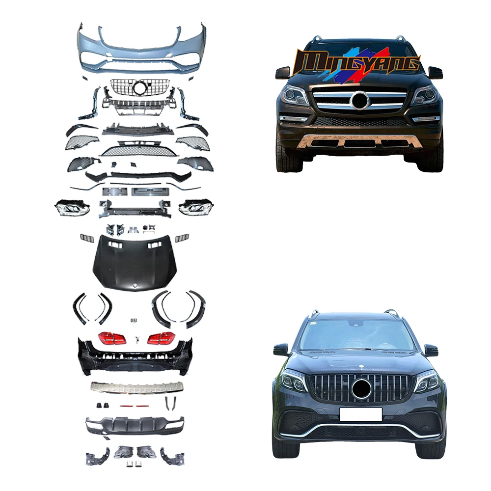 

Modification Bset Fitment Car Bumpers Upgrade GLS63 Design Old to New Hood Headlamps Bodykit for Mercedes Benz GL X166 2013-2015