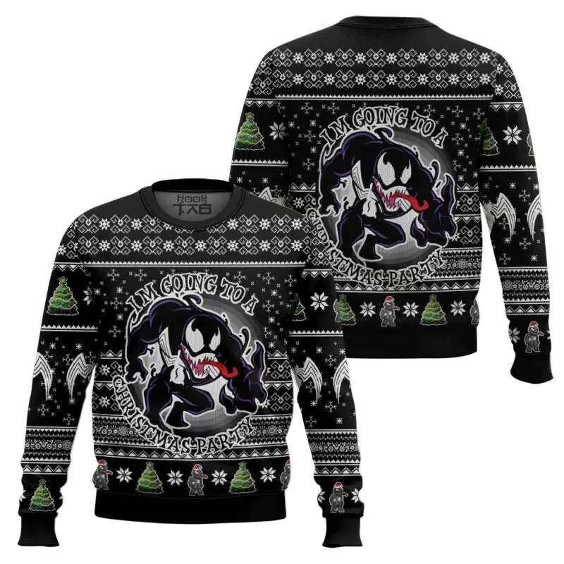 

Venom Marvel Superhero Ugly Christmas Sweater Christmas Party Gift New Hot Selling 2026 Men's Winter Round Neck Pullover Sweater