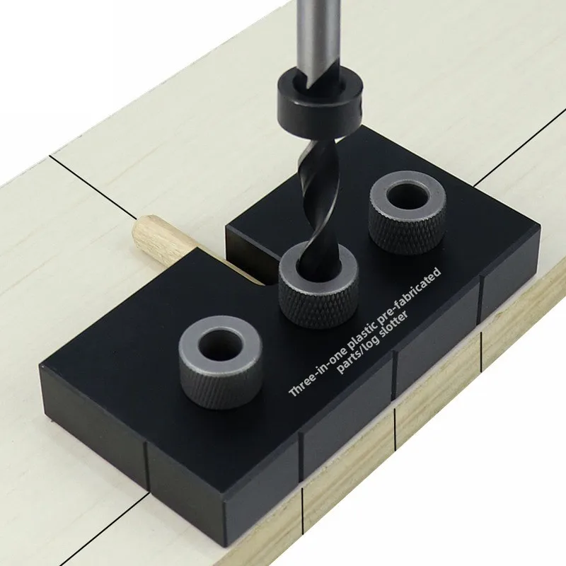 

3-in-1 Plastic Dowel Positioner Straight Hole Punch Locator for Woodworking Furniture Installation Tools