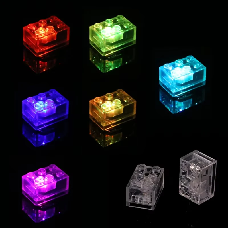 MOC Bricks, 3x2 LED Lights with Battery Accessories, Light Up DIY Compatible with LEGO Particles for Children