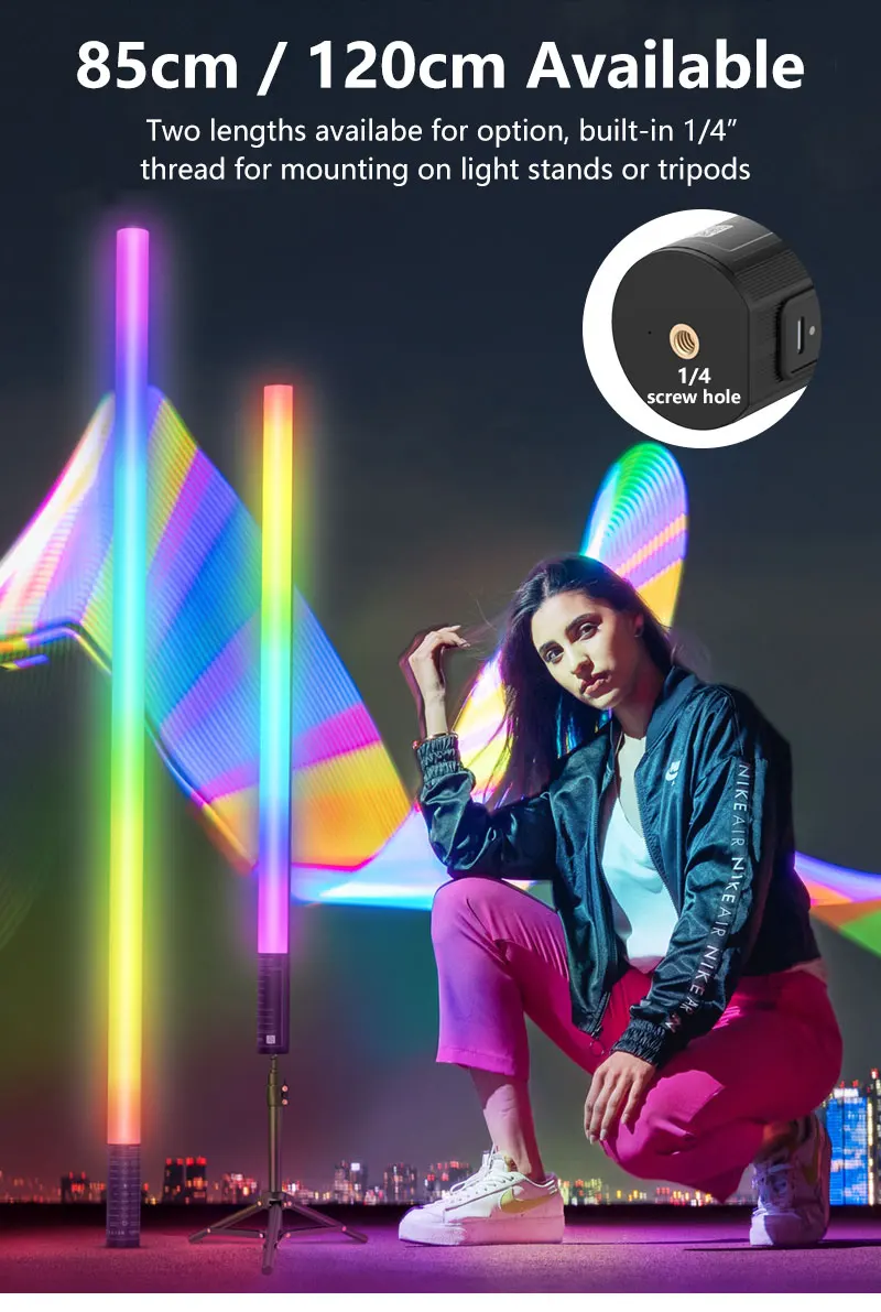 LUXCEO 85CM kontrola aplikacji nastrojowe oświetlenie RGB pełnokolorowy nastrojowa lampa 18W LED fotografia tło tuba do pokoju imprezowego wystrój