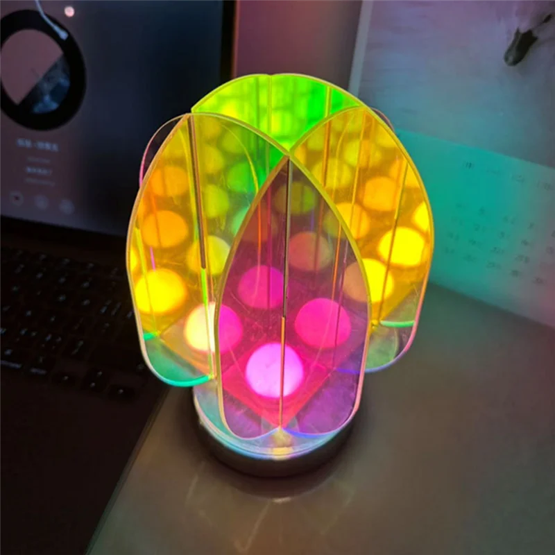 A71Z LED Color Acrylic USB Table Lamp Bedroom Room Game Room Decor Night Lamp Desk Geometric Decorative Indoor Table Lamp