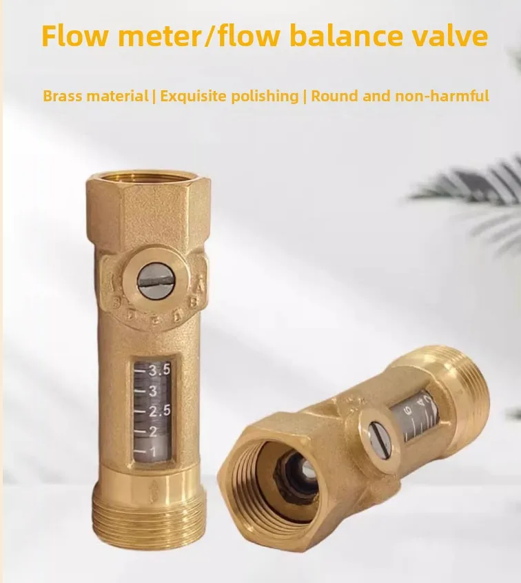 DN15 DN20 Brass Float Flow Balancing Valve, Spring‑Type Adjustable Flow Meter 1‑3.5L/min 2‑8L/min