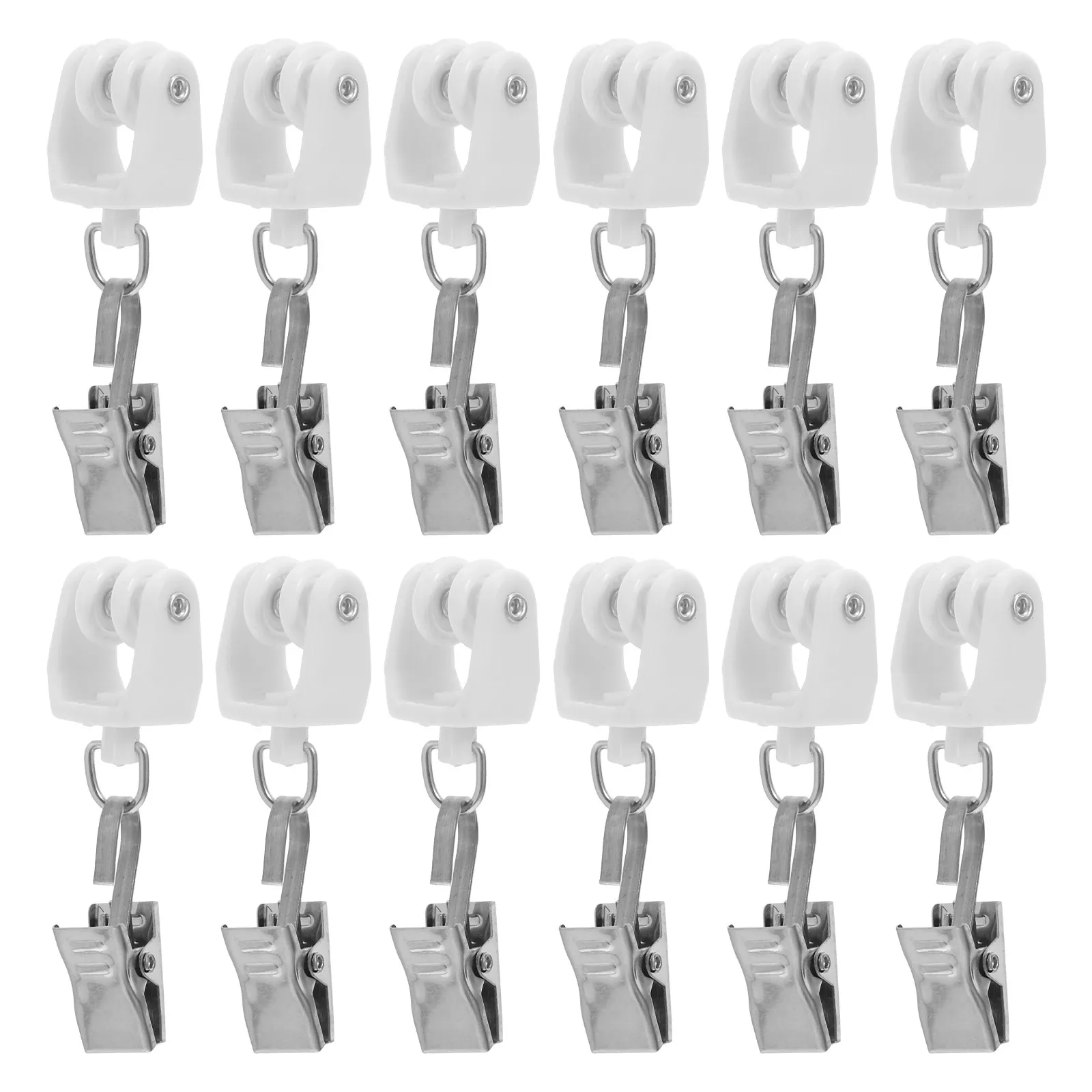 20Sets Curtain Track Glider Hooks Classic Sliding Door Window Rail Accessories Smooth Silent Rollers Track Sliders Curtain