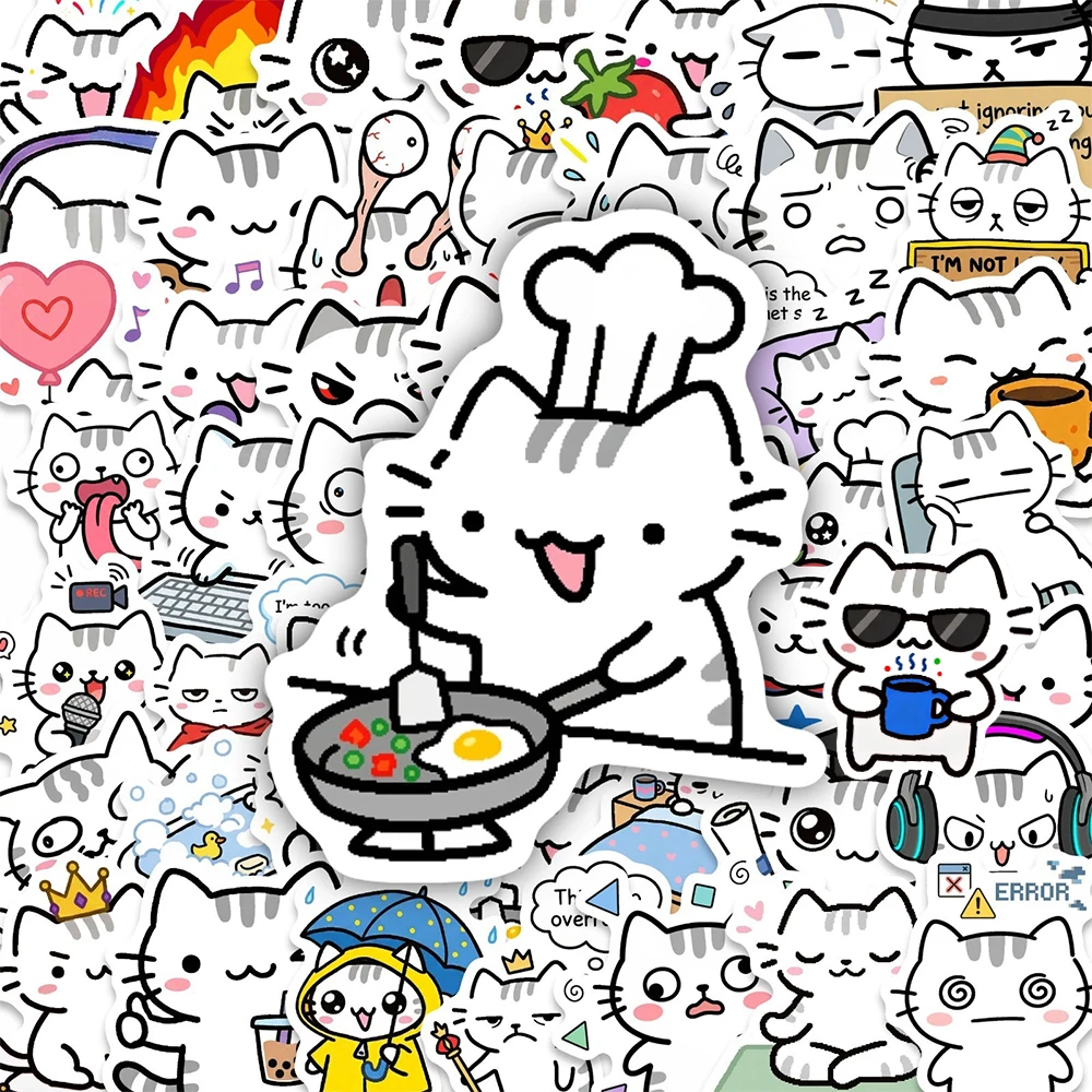10/30/50 Stück Niedliche Pokky-Katzen-Aufkleber Kawaii Tier-Meme Graffiti-Sticker DIY Laptop Handyhülle Tagebuch Lustige Dekorations-Aufkleber Spielzeug