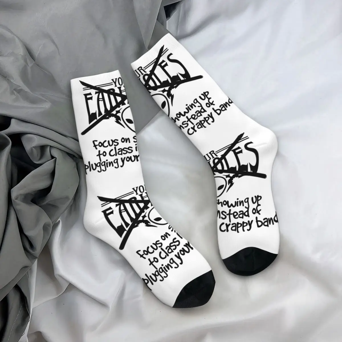 Calcetines largos con estampado de Your Earholes Band Merch Crew, medias suaves y acogedoras de escritura a mano, regalos pequeños Unisex