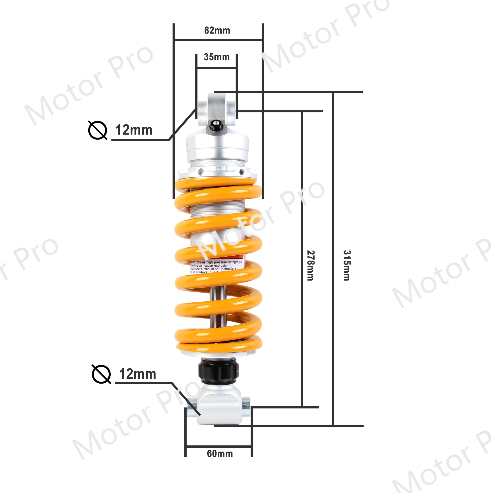 11 inch Rear Shock Absorber For 14-24 YZF R3 2022 2021 2020 2019 2018 2017 Adjustable Round Ends Suspension Spring MT03 YZF R25